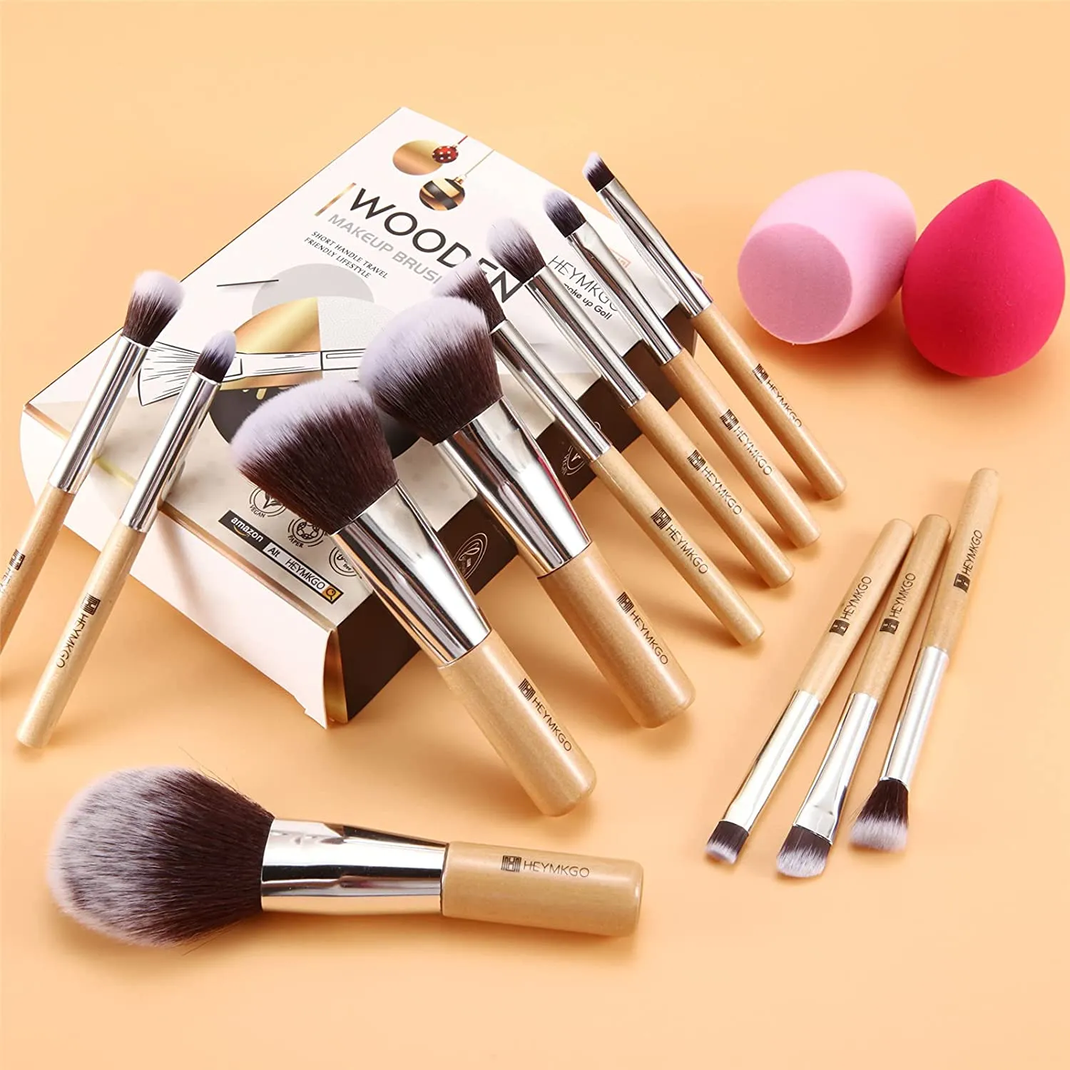 Bamboo-12pcs Wooden Handle Makeup Brush Sets