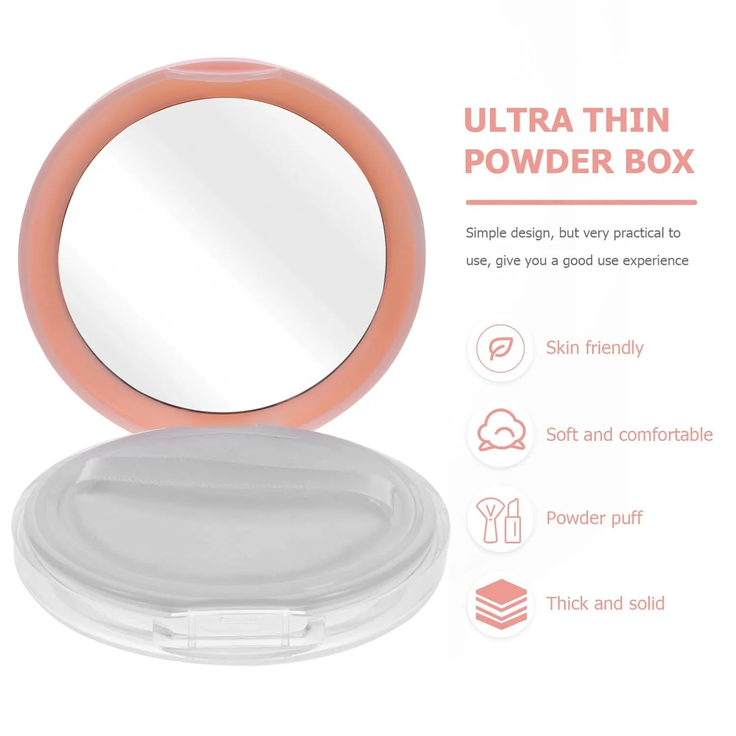 Beaupretty Loose Powder Mirror Box Portable Makeup Powder Case Dispenser Puff for Travel Daily Use