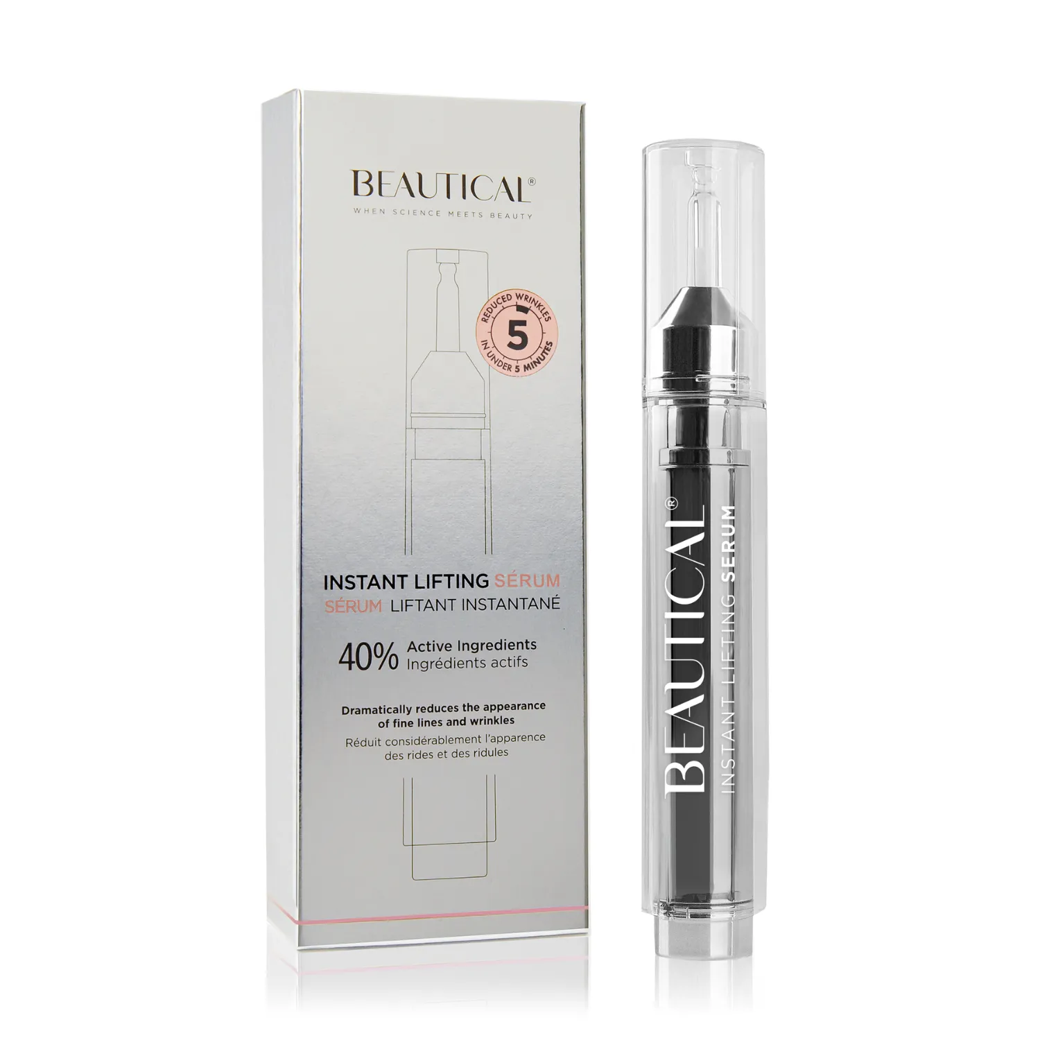 BEAUTICAL Instant Lifting Serum - Anti-Wrinkle, Lifting, Moisturizing - Face & Eye Contour - Hyaluronic Acid & Peptides - 15ml