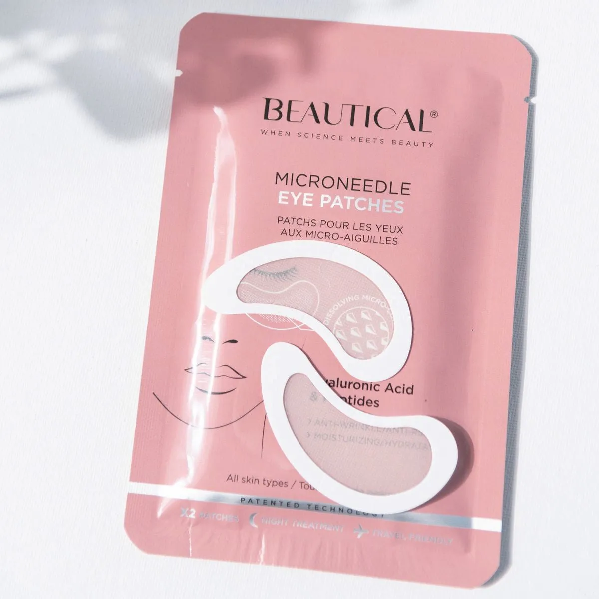 BEAUTICAL Microneedle Eye Patches - Anti-wrinkle, Anti-puffiness, Moisturizing - Eye Mask Hyaluronic Acid, Peptides - 1 pair