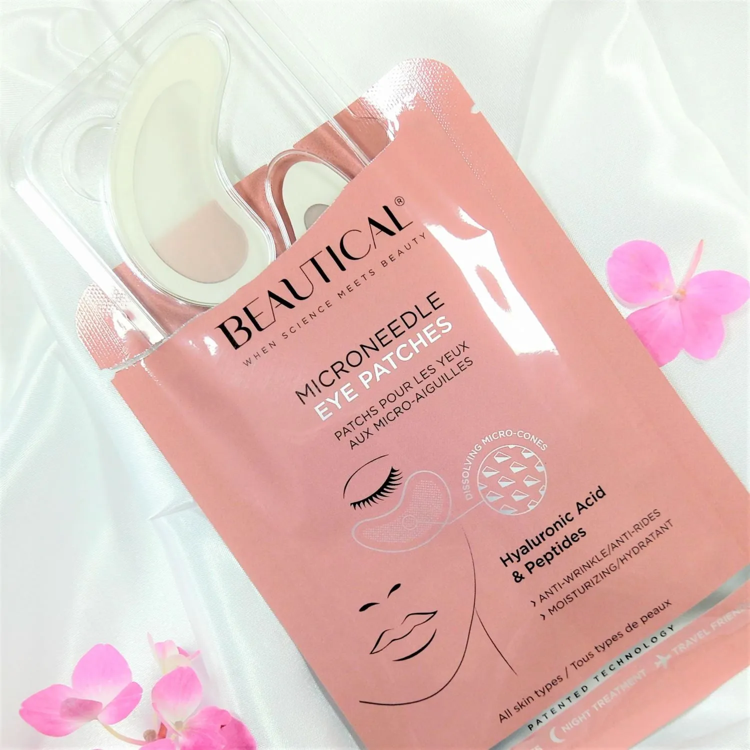 BEAUTICAL Microneedle Eye Patches - Anti-wrinkle, Anti-puffiness, Moisturizing - Eye Mask Hyaluronic Acid, Peptides - 1 pair
