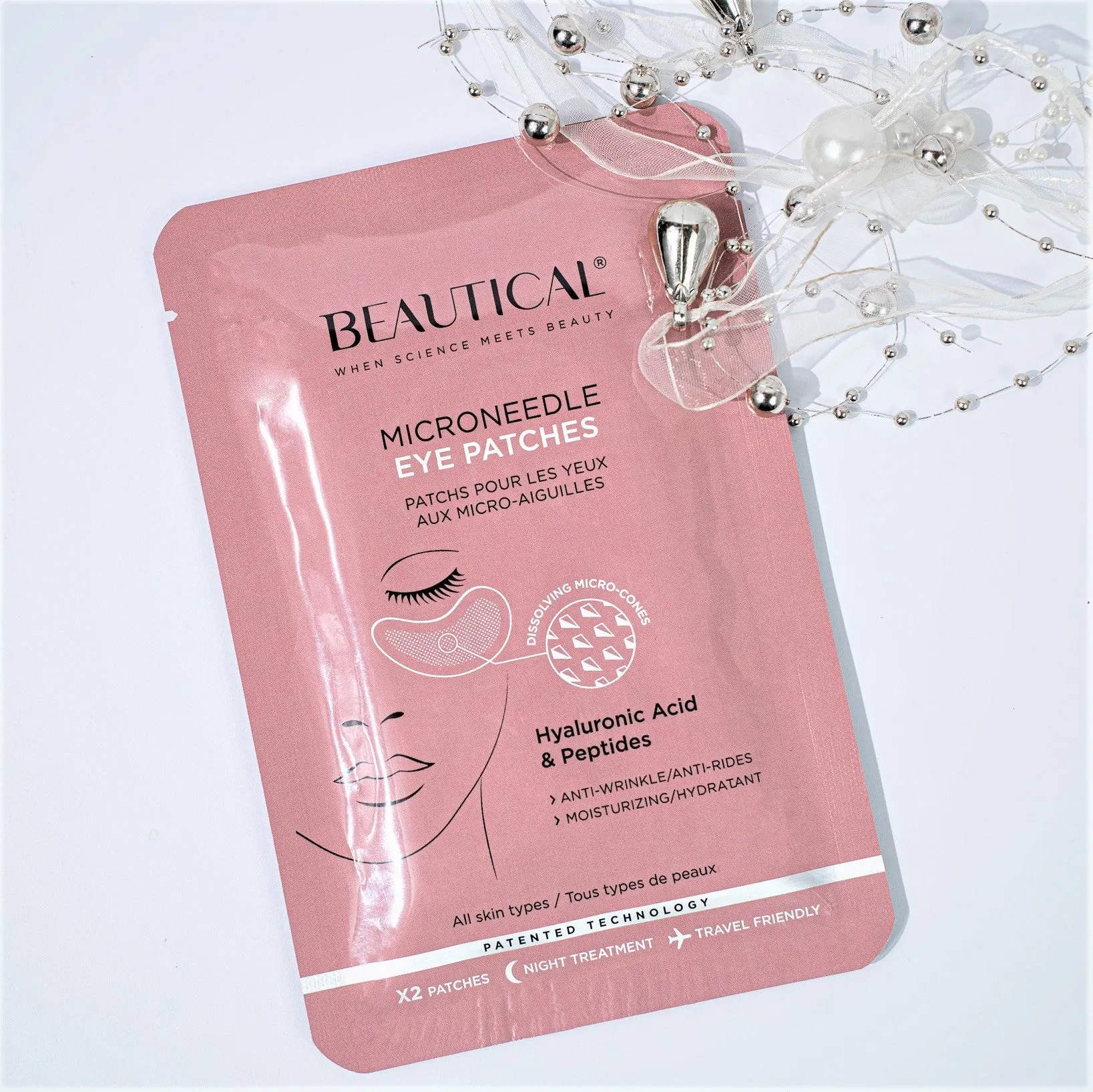BEAUTICAL Microneedle Eye Patches - Anti-wrinkle, Anti-puffiness, Moisturizing - Eye Mask Hyaluronic Acid, Peptides - 1 pair