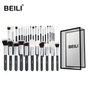 BEILI Black Complete Professional Natural goat hair Makeup Brushes set Foundation Powder Concealer Contour  Eyes Blending brush