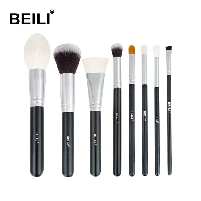 BEILI Black Complete Professional Natural goat hair Makeup Brushes set Foundation Powder Concealer Contour  Eyes Blending brush