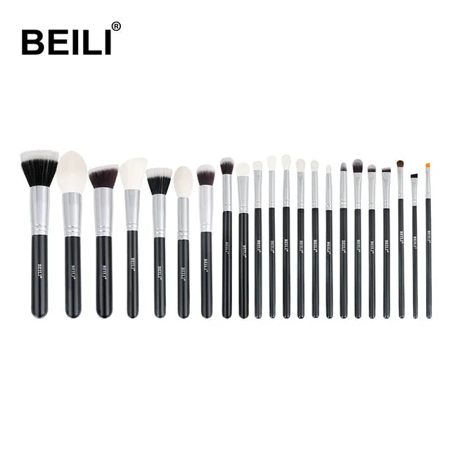 BEILI Black Complete Professional Natural goat hair Makeup Brushes set Foundation Powder Concealer Contour  Eyes Blending brush