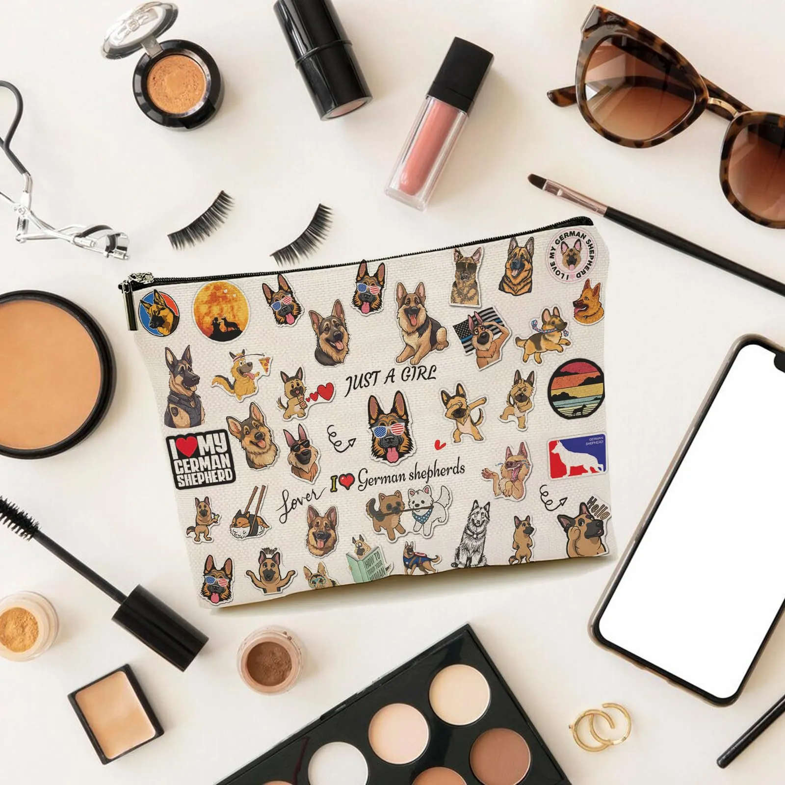 BEMIRL German Shepherds Makeup Bag, Dog Gifts for Teen Girl Gift Ideas, Funny Dog Lover Gifts for Girls Christmas Birthday Gifts for Teenage Girls, Friends, Sister, Daughter, Women