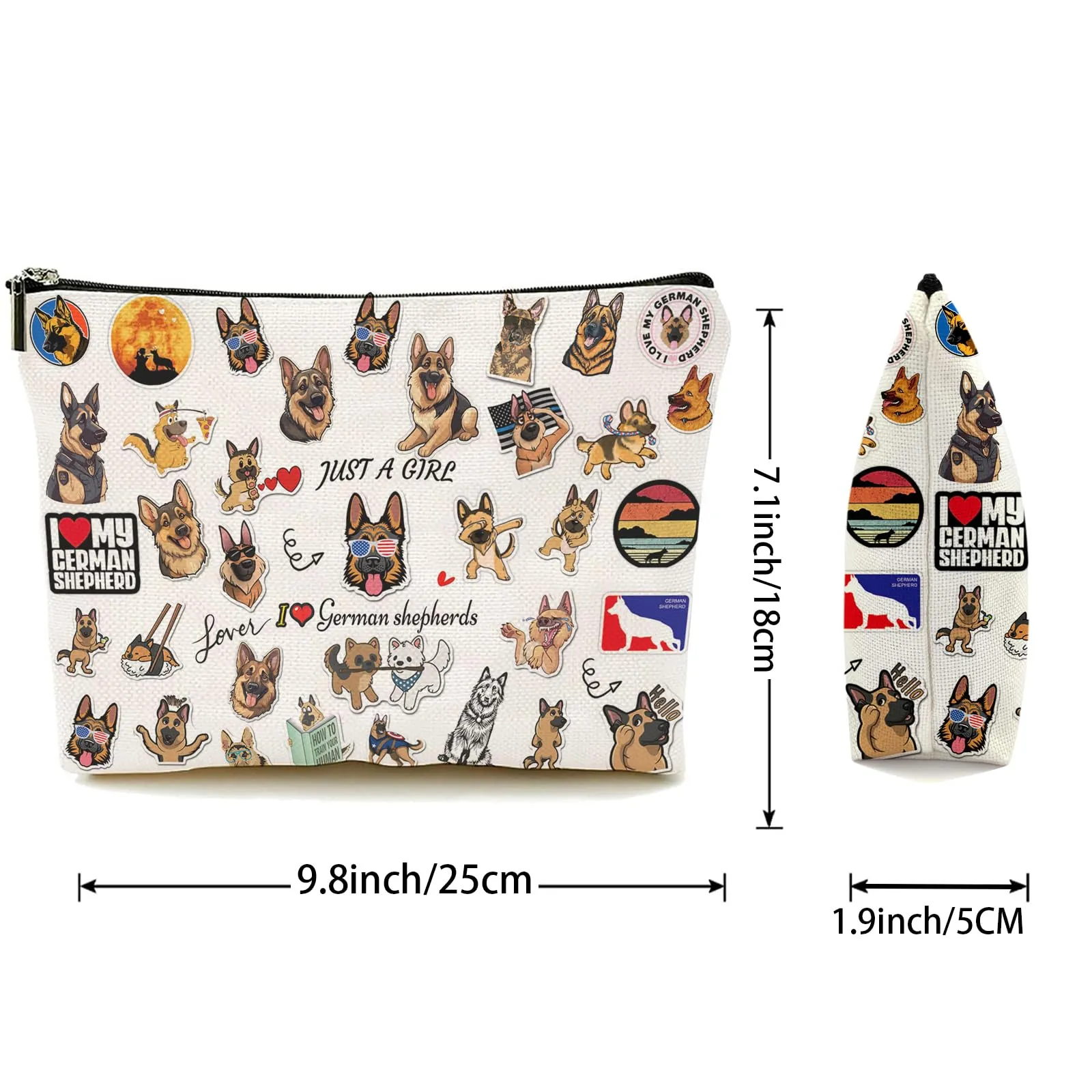 BEMIRL German Shepherds Makeup Bag, Dog Gifts for Teen Girl Gift Ideas, Funny Dog Lover Gifts for Girls Christmas Birthday Gifts for Teenage Girls, Friends, Sister, Daughter, Women