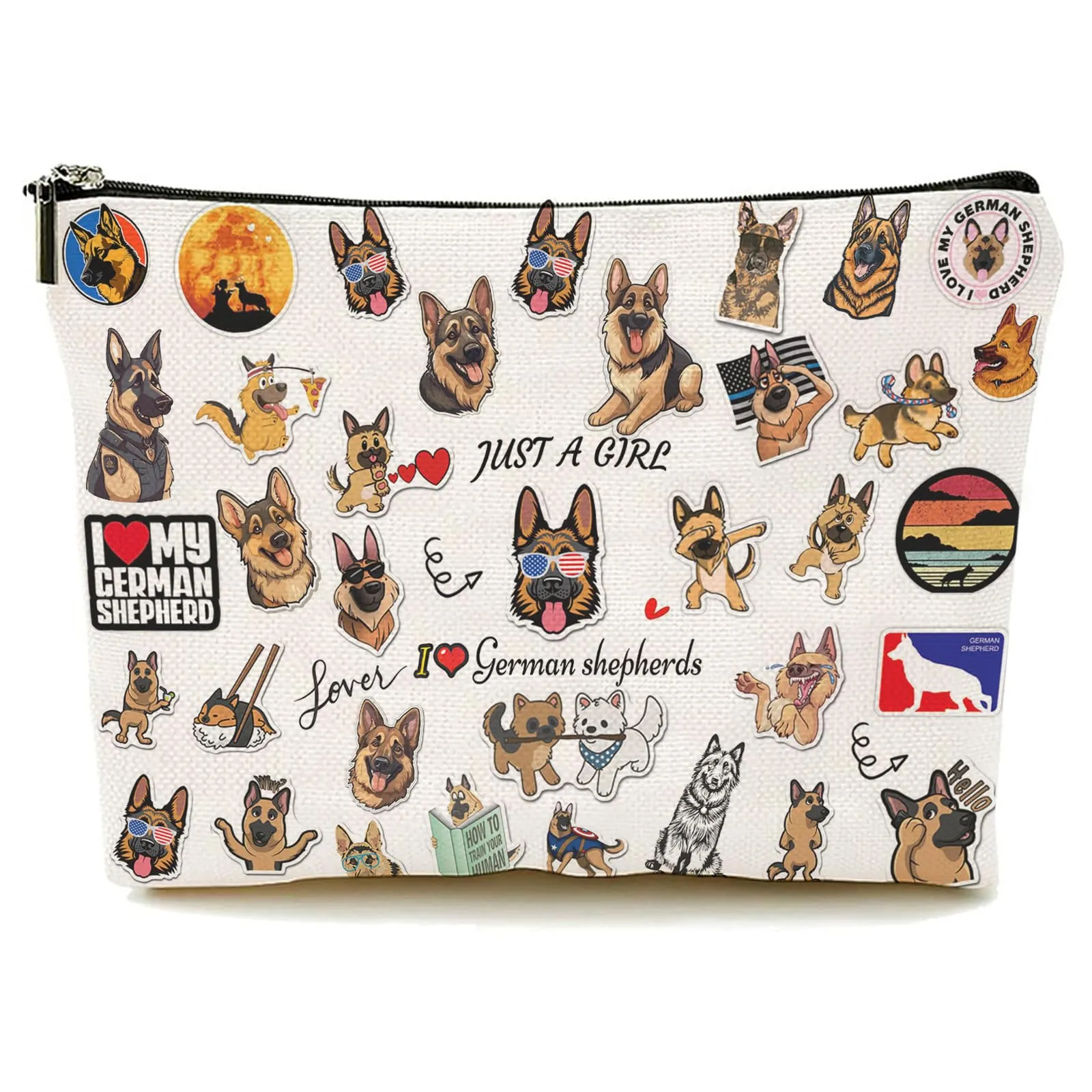 BEMIRL German Shepherds Makeup Bag, Dog Gifts for Teen Girl Gift Ideas, Funny Dog Lover Gifts for Girls Christmas Birthday Gifts for Teenage Girls, Friends, Sister, Daughter, Women