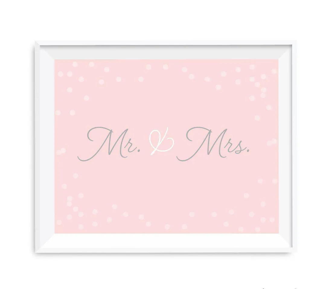 Blush Pink and Gray Pop Fizz Clink Wedding Party Signs