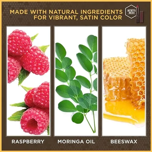 Burt’s Bees 100% Natural Moisturizing Lipstick, Scarlet Soaked, 1 Tube