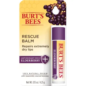 Burt's Bees Rescue Balm Elderberry Lip Balm, With Antioxidant-Rich Elderberry, Tint-Free, Natural Origin Lip Care, 1 Tube, 0.15 oz.
