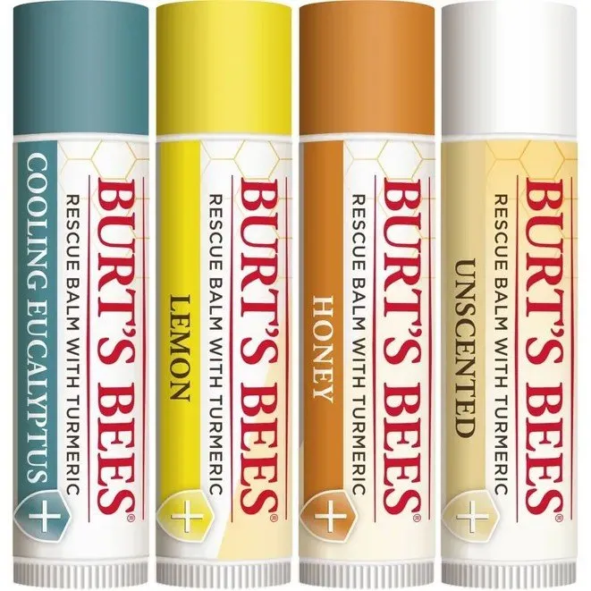 Burt's Bees Rescue Lip Balm 4 (0.15 oz.) Tubes in Blister Box 4 Pieces Lip Balm