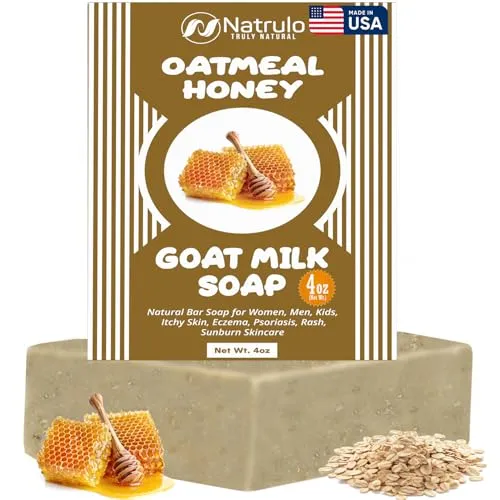 Cactus Honey & Oats Goat's Milk Soap Bar 4 oz – Natural Bar Soap for Women, Men, Kids, Itchy Skin, Eczema, Psoriasis, Rash, Sunburn Skincare – Calming Colloidal Oatmeal Face Cleanser & Body Wash