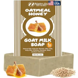 Cactus Honey & Oats Goat's Milk Soap Bar 4 oz – Natural Bar Soap for Women, Men, Kids, Itchy Skin, Eczema, Psoriasis, Rash, Sunburn Skincare – Calming Colloidal Oatmeal Face Cleanser & Body Wash