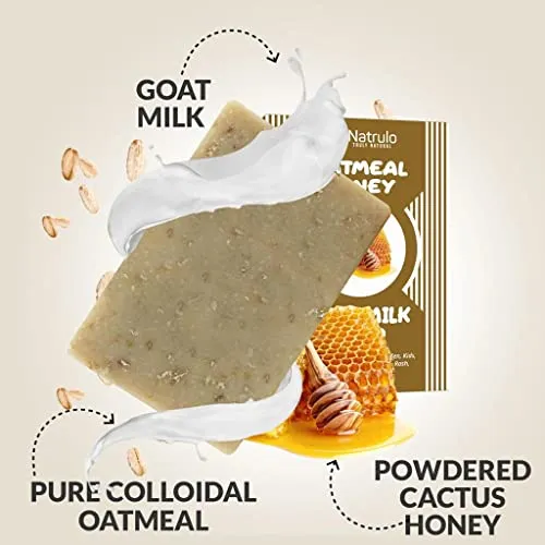Cactus Honey & Oats Goat's Milk Soap Bar 4 oz – Natural Bar Soap for Women, Men, Kids, Itchy Skin, Eczema, Psoriasis, Rash, Sunburn Skincare – Calming Colloidal Oatmeal Face Cleanser & Body Wash