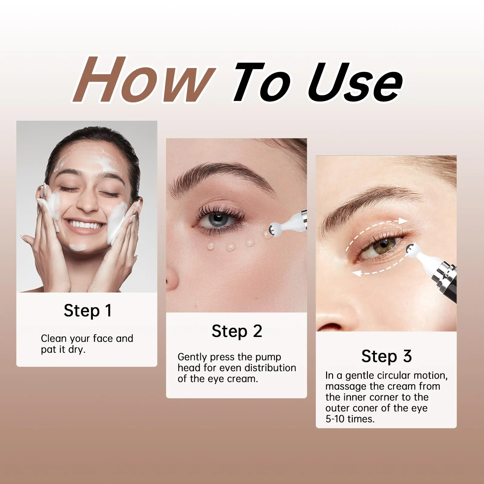 Caffeine 5% Eye Cream for Dark Circles, Under Eye Cream for Puffiness, Bags & Wrinkles, 1 PCS Anti Aging Eye Serum with Under Eye Roller, Reduces Fine Lines & Moisturize Skin.