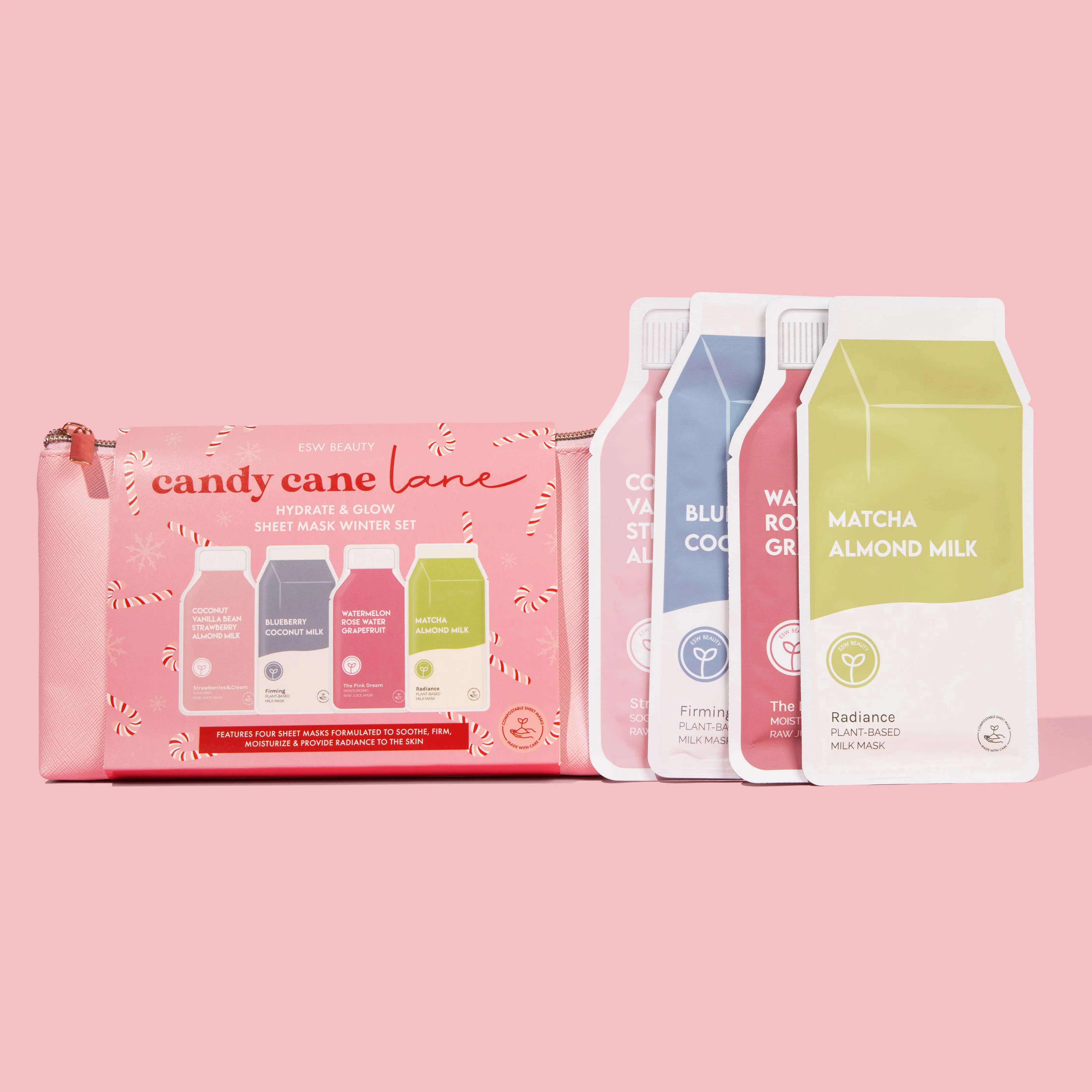 Candy Cane Lane Glowing Radiant Skin Sheet Mask Set
