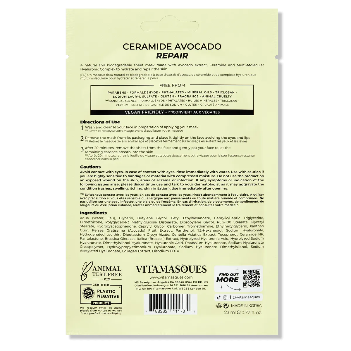Ceramide Avocado Repair Face Sheet Mask