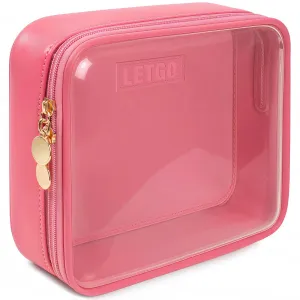Clear Makeup Bags Large - TSA Approved Clear Toiletry Bag,Large Clear Cosmetic Bags with Zipper Travel Accessories Travel Essentials Pink Car Accessories for Women Men (Large Rose)