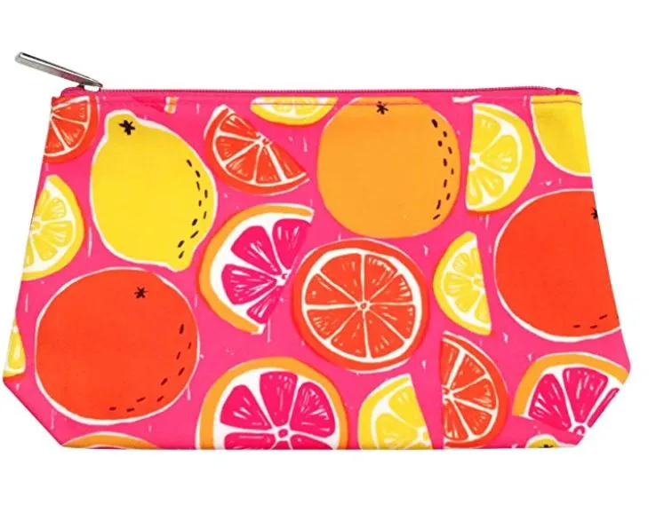 Clinique Lemon Orange Pink Grapefruit Cosmetic Makeup Bag New