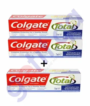 COLGATE TOOTH PASTE TOTAL ADVANCED WHITENING 75ML 2 1 FREE