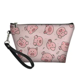 Cozeyat Cartoon Pink Pigs Design Women's Large Tops Coemstics Storager Cute Bags Ladies Make Up Organizer Totes