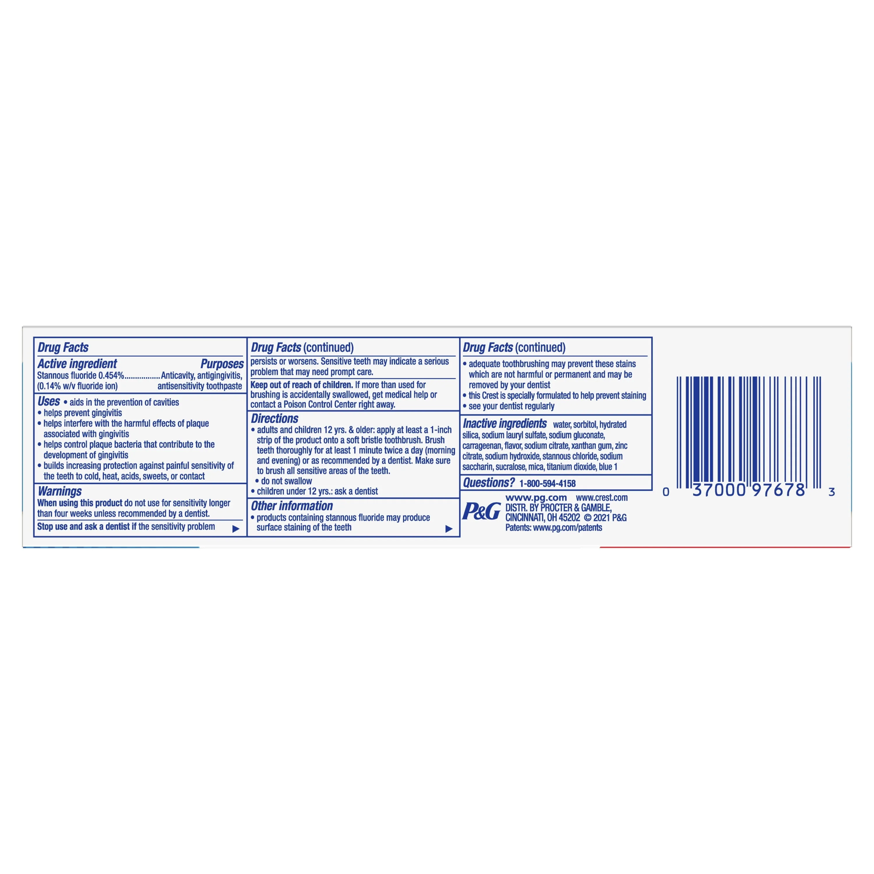 Crest Pro Health Whitening Fluoride Gel Toothpaste, Mint, 4.6 oz