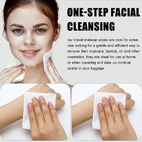 Ctosree 150 pcs Makeup Remover Wipes Bulk Individually Wrapped Makeup Wipes Single Makeup Remover Cloth Facial Cleansing Pads for Mascara Lipstick Oil Dirt Face Skin Travel Hotel (Black)