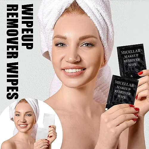 Ctosree 150 pcs Makeup Remover Wipes Bulk Individually Wrapped Makeup Wipes Single Makeup Remover Cloth Facial Cleansing Pads for Mascara Lipstick Oil Dirt Face Skin Travel Hotel (Black)