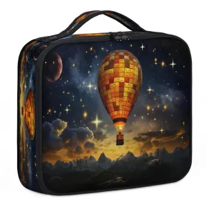 CURLYOOT Hot Air Balloons Landscape Travel Makeup Train Case Cosmetic Bag Organizer Portable Storage Bag with Adjustable Dividers for Cosmetics Makeup Brushes Toiletry Jewelry
