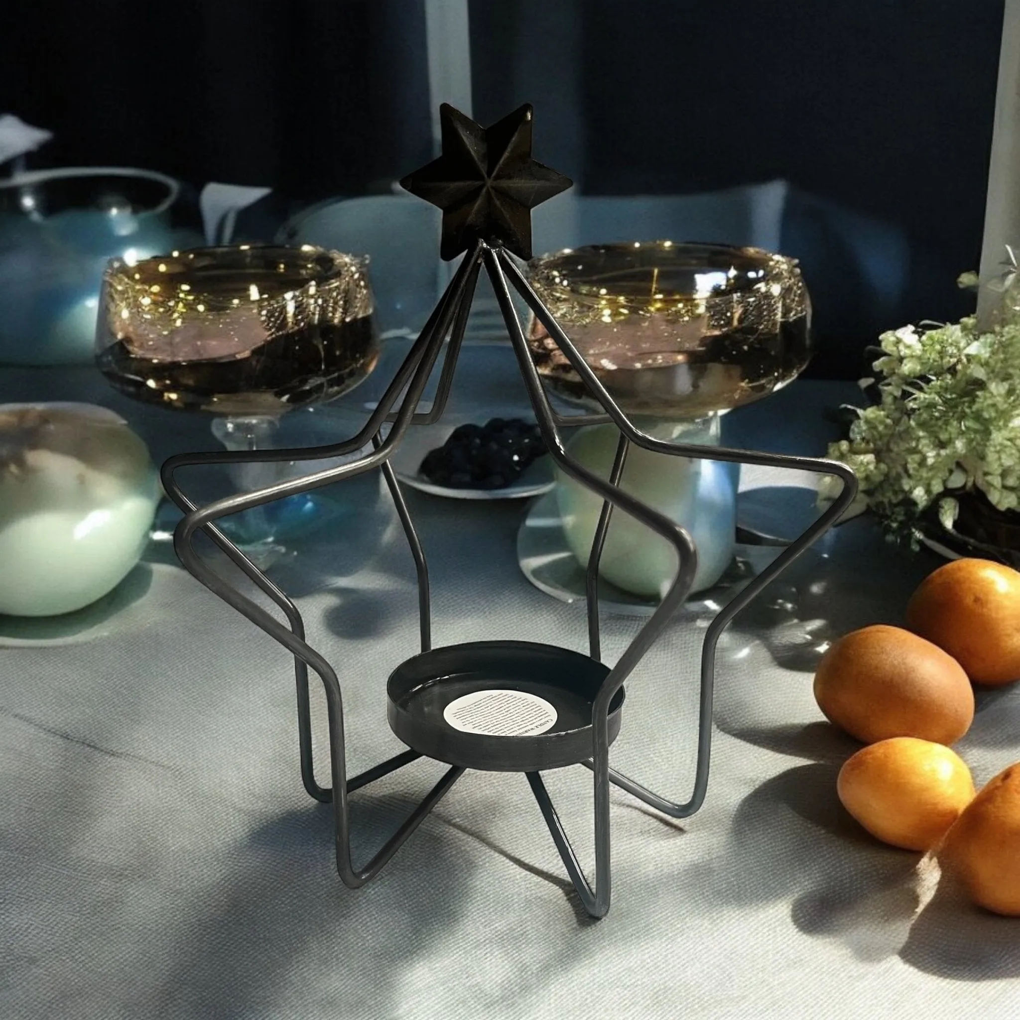 Dark Grey Star Candle Holder