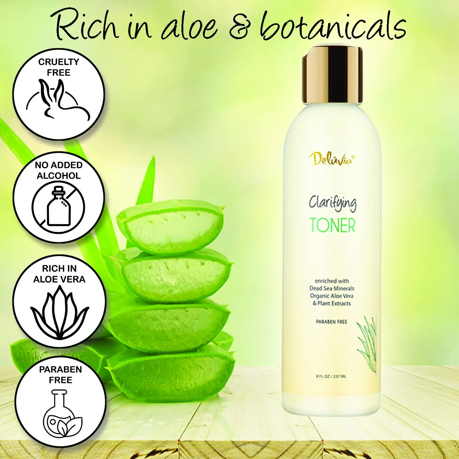 Deluvia Clarifying Toner for Face, Hydrating Face Toner for Sensitive, Dry, Aging Skin. Facial Toner & Pore Cleanser for Face, Alcohol Free Toner, Face Toner for Women & Men. Skincare Hydrating Toner.