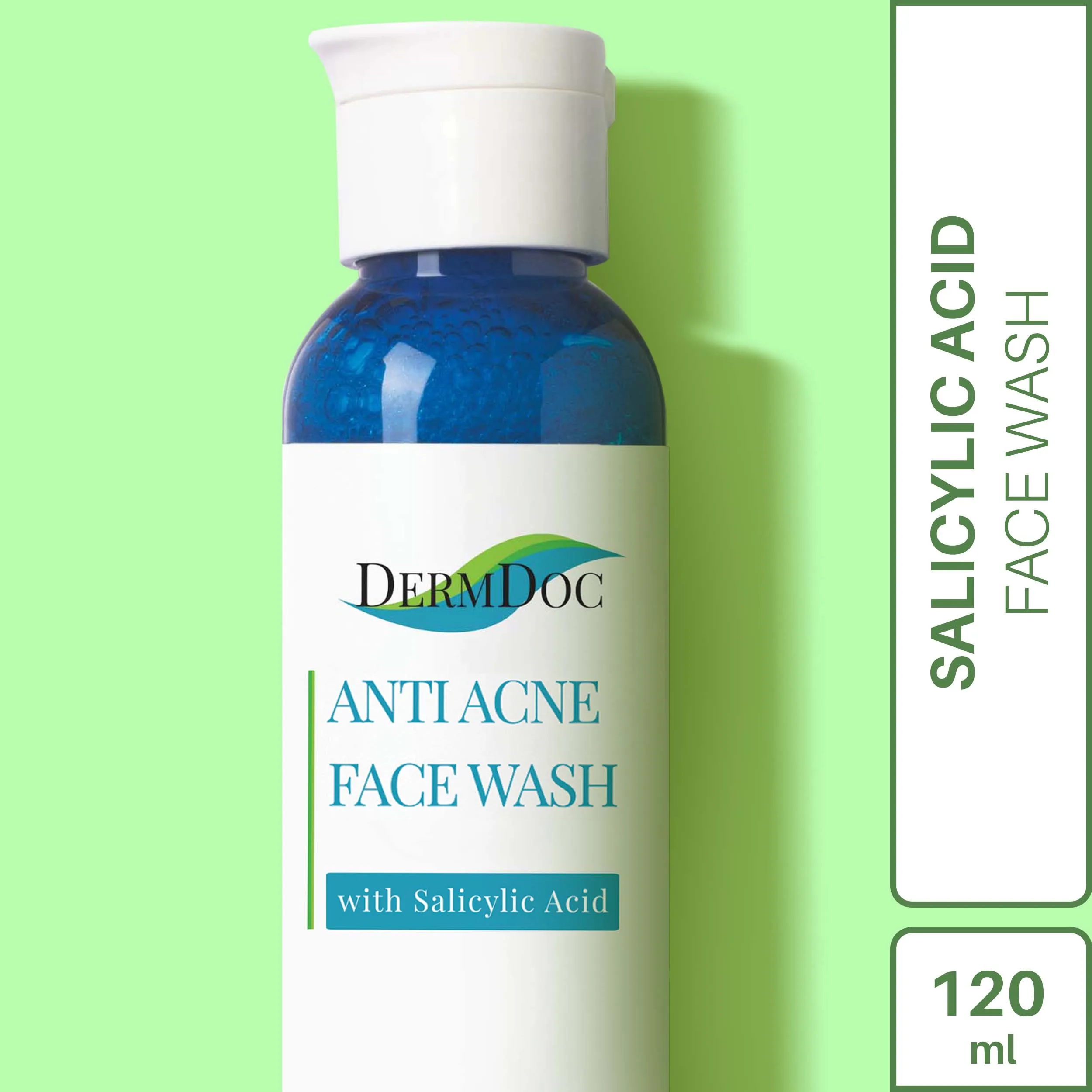 DermDoc Salicylic Acid Face Wash for Acne (120 ml)|For Oily & Acne Prone Skin|Reduces Acne & Blackheads, Regularizes Sebum Production, Evens Skin Texture|Paraben Free, Silicone Free, Sulfate Free, Cruelty Free