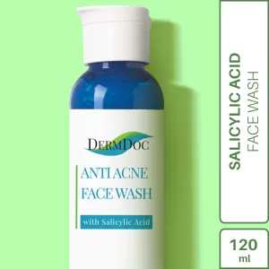 DermDoc Salicylic Acid Face Wash for Acne (120 ml)|For Oily & Acne Prone Skin|Reduces Acne & Blackheads, Regularizes Sebum Production, Evens Skin Texture|Paraben Free, Silicone Free, Sulfate Free, Cruelty Free