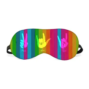 Designer Travel Eye Mask for Sleeping - Peace Love Rock - Made in India
