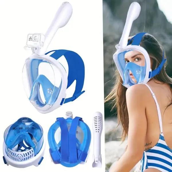 Diving Y3's Full-Face Snorkeling & Diving Mask 180° Panoramic View Anti-Fog BLACK