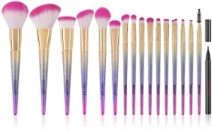 Docolor Makeup Brushes 16Pcs Fantasy Makeup Brushes Set with Soft Synthetic Hairs and 1PCS Waterproof Eyeliner Pen Super Slim Liquid Eyeliner Eye Liner Gel Black