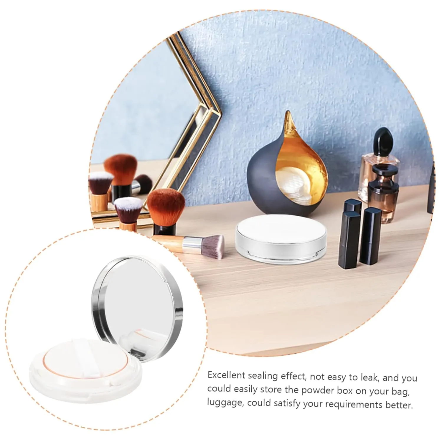 DOITOOL Loose Powder Box Mirror Compact Cushion Foundation Case Empty Powder Container for Travel