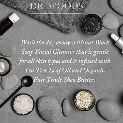 Dr. Woods Black Soap Liquid Facial Cleanser with Organic Shea Butter, 8 Ounce (Pack of 2)