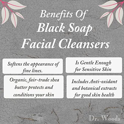 Dr. Woods Black Soap Liquid Facial Cleanser with Organic Shea Butter, 8 Ounce (Pack of 2)