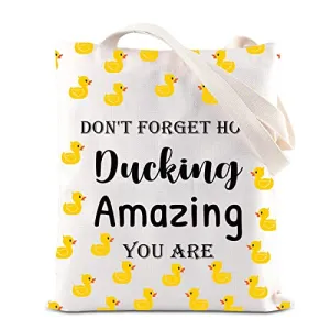 Duck Lover Gift Duck Owner Cosmetic Bag Don?™t Forget How Ducking Amazing You Are Makeup Bag Tote Duck Theme Inspirational Gift (Ducking tote)