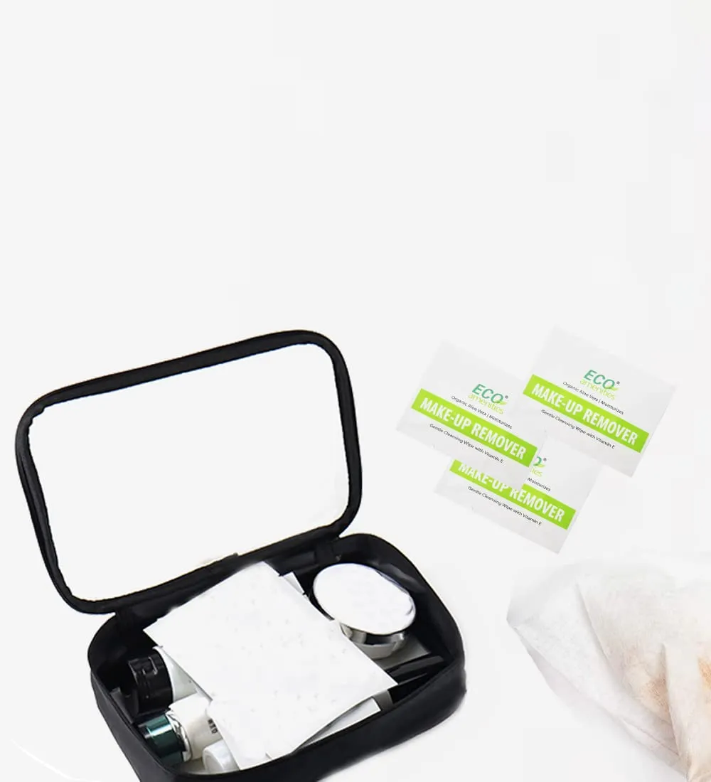 ECO Amenities 180 Count Makeup Remover Wipes with Aloe Vera and Vitamin E Individually Wrapped Facial Towelettes Skin Cleansing Wipes