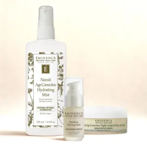 Eminence Organics Collagen Boost & Anti-Aging Set (Bamboo Firming Fluid   Monoi Age Corrective Night Cream for Face & Neck   Neroli Age Corrective Hydrating Mist)
