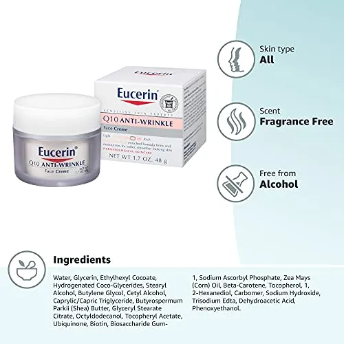 Eucerin Q10 Anti-Wrinkle Face Cream, Face Cream for Sensitive Skin