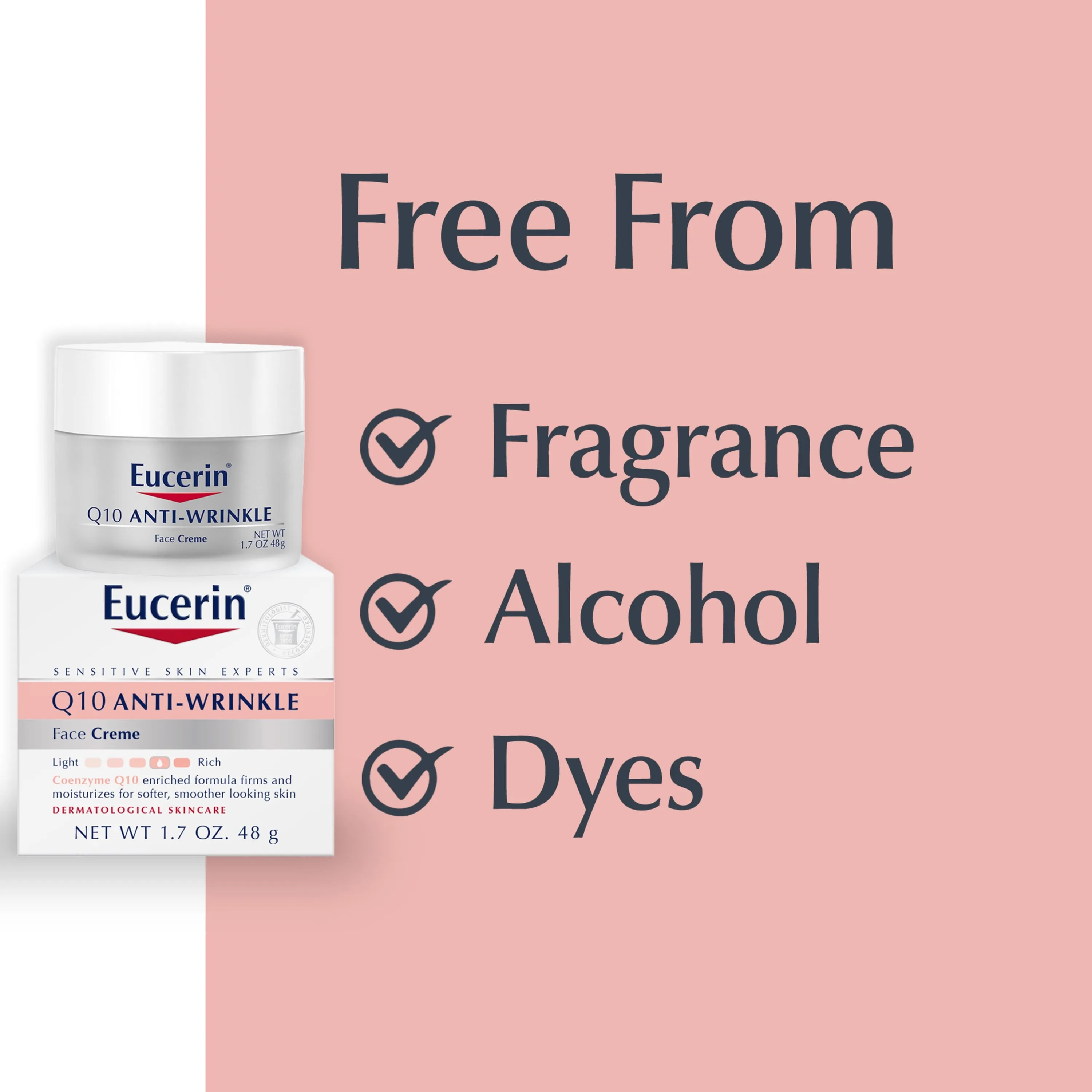 Eucerin Q10 Anti-Wrinkle Face Cream for Sensitive Skin, 1.7 Oz Jar