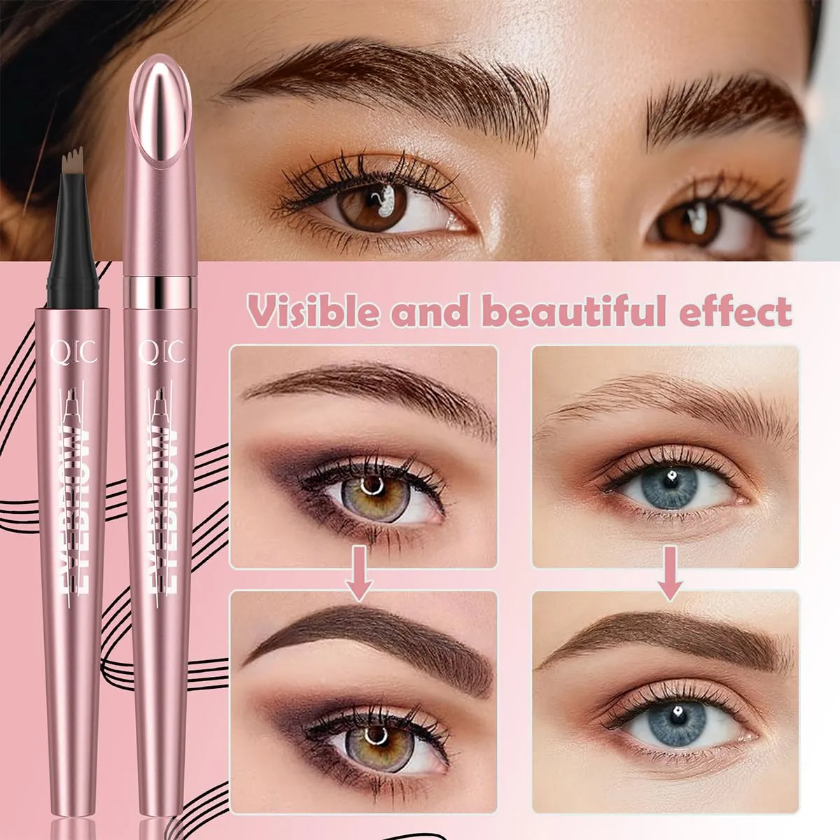 Eyebrow Pencil, 3D Microblade Eyebrow Pen,Smudge-Proof Portable Microblading Eyebrow Pencil,Eye Makeup Long-Lasting Waterproof To Create Exquisite Natural Eyebrow Hair for Women(Black)