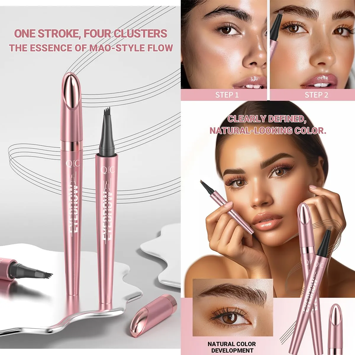 Eyebrow Pencil, 3D Microblade Eyebrow Pen,Smudge-Proof Portable Microblading Eyebrow Pencil,Eye Makeup Long-Lasting Waterproof To Create Exquisite Natural Eyebrow Hair for Women(Black)