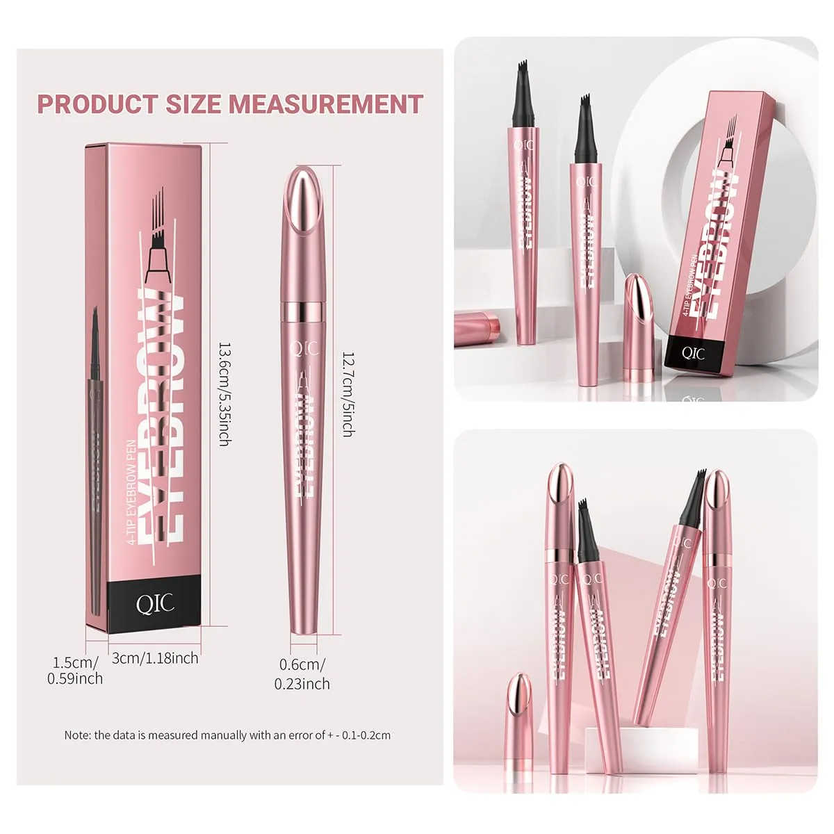 Eyebrow Pencil, 3D Microblade Eyebrow Pen,Smudge-Proof Portable Microblading Eyebrow Pencil,Eye Makeup Long-Lasting Waterproof To Create Exquisite Natural Eyebrow Hair for Women(Black)