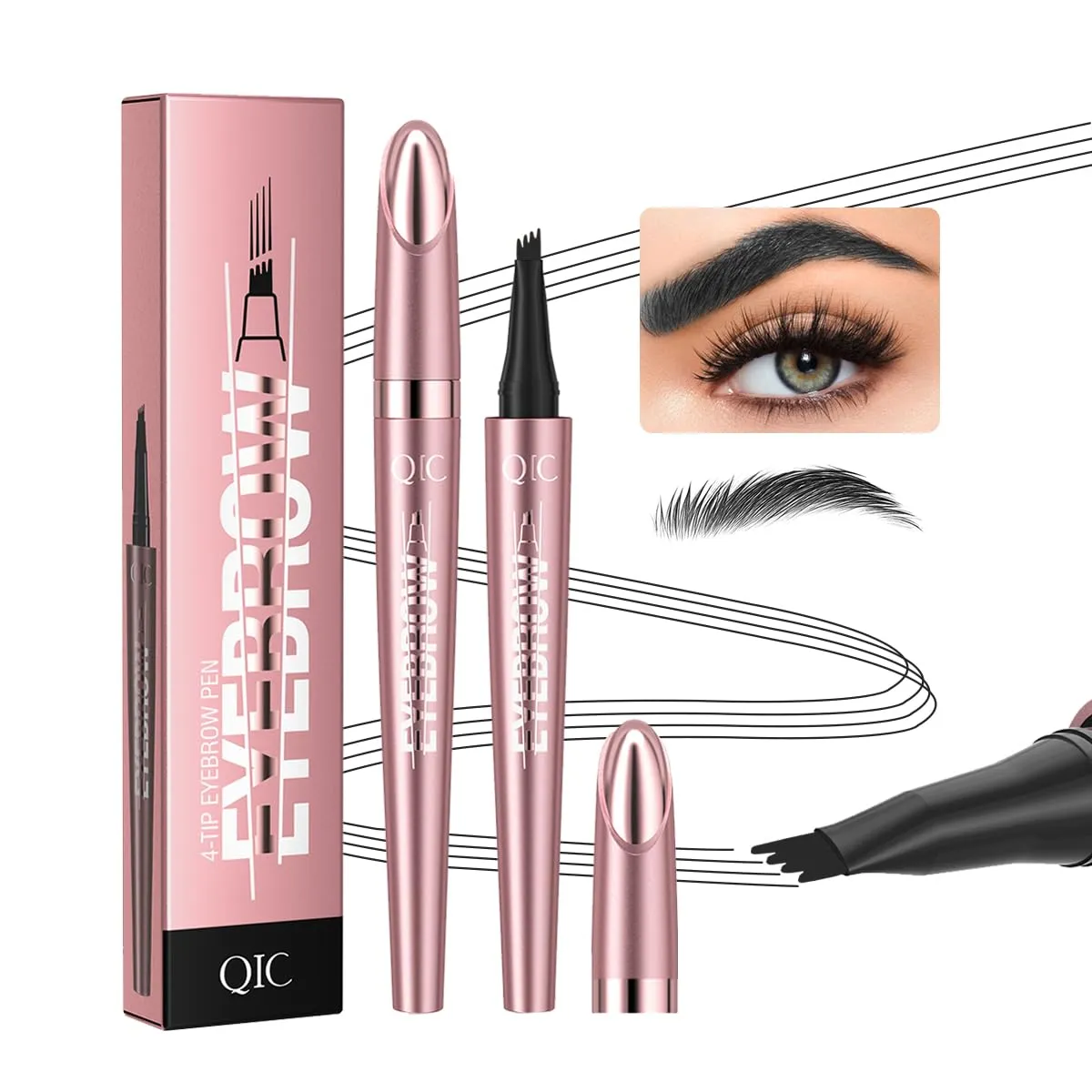 Eyebrow Pencil, 3D Microblade Eyebrow Pen,Smudge-Proof Portable Microblading Eyebrow Pencil,Eye Makeup Long-Lasting Waterproof To Create Exquisite Natural Eyebrow Hair for Women(Black)
