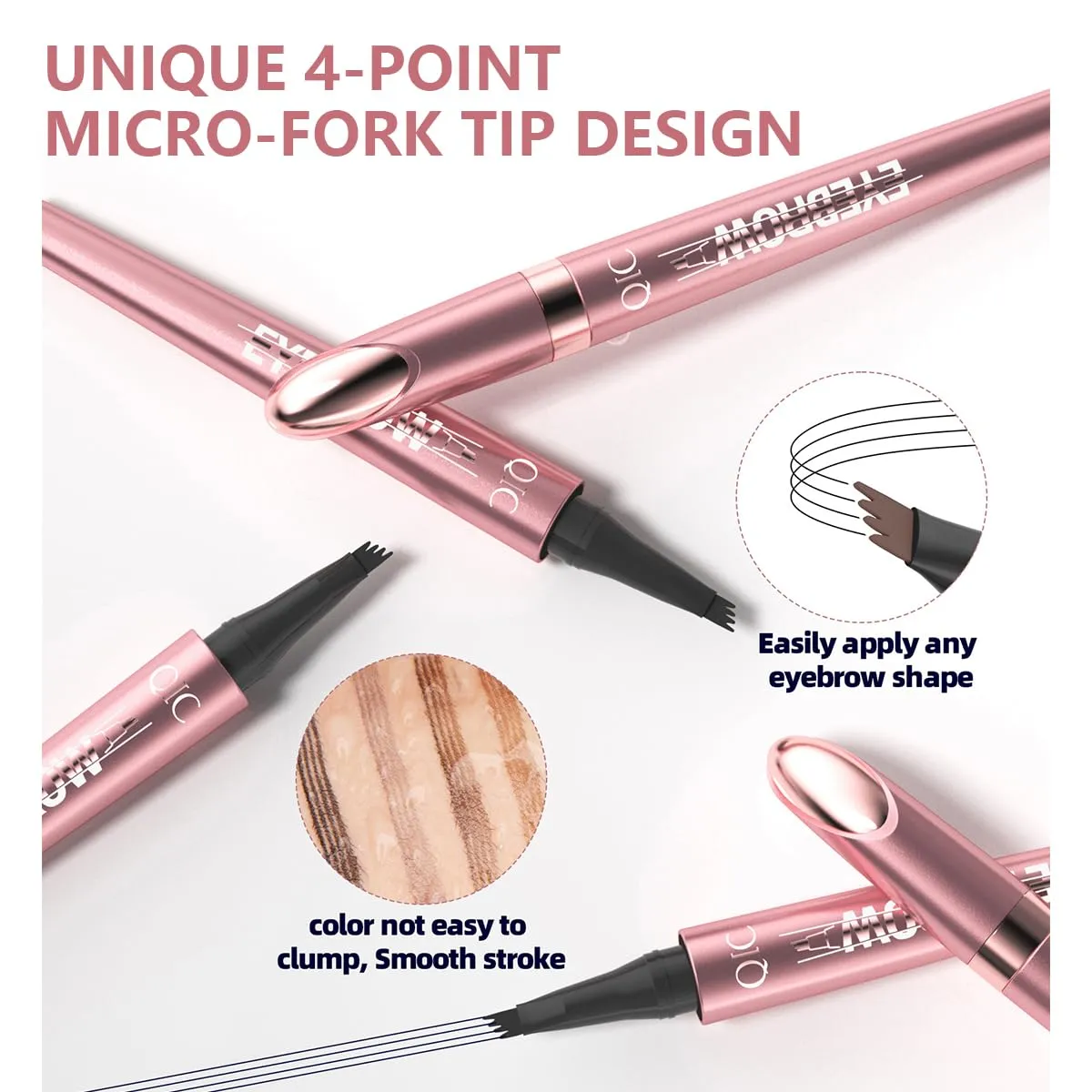 Eyebrow Pencil, 3D Microblade Eyebrow Pen,Smudge-Proof Portable Microblading Eyebrow Pencil,Eye Makeup Long-Lasting Waterproof To Create Exquisite Natural Eyebrow Hair for Women(Black)